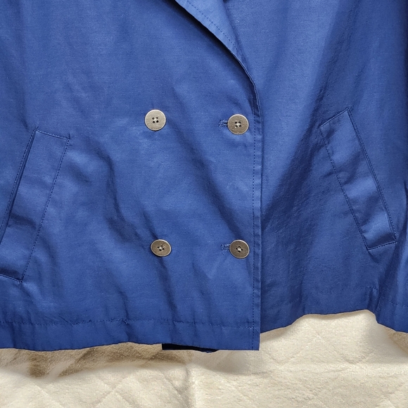 Rachel Zoe Double Breasted Cropped Trench Coat Size Medium Color Blue - Picture 5 of 10